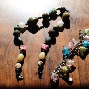 Bohemian/Hobo, chunky multi-gemstone beaded necklace and bracelet